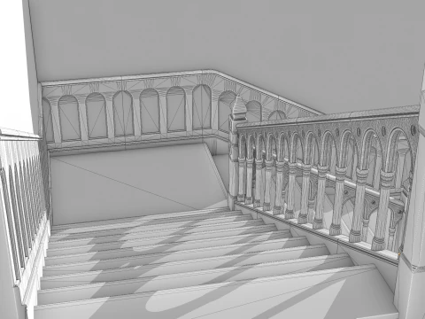 Wooden Staircase - Modular Asset Standard 3D Model