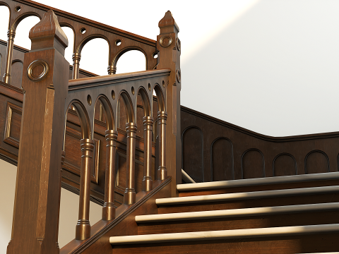 Wooden Staircase - Modular Asset Standard Model 3D