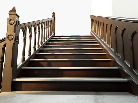 Wooden Staircase - Modular Asset Standard 3D Model