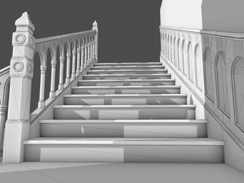 Wooden Staircase - Modular Asset Standard 3D Model