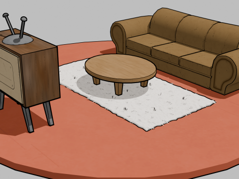 Living Room - Cartoon Style 3Dモデル