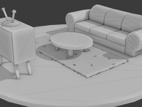 Living Room - Cartoon Style 3Dモデル
