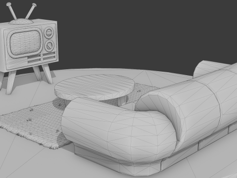 Living Room - Cartoon Style 3Dモデル