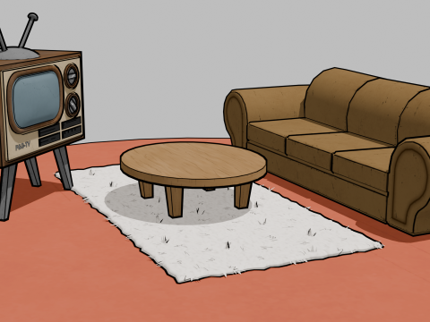 Living Room - Cartoon Style 3D Модель