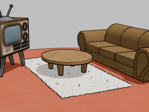 リビング ルーム - 漫画のスタイル 3Dモデル