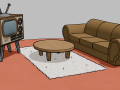Living Room - Cartoon Style Model 3D