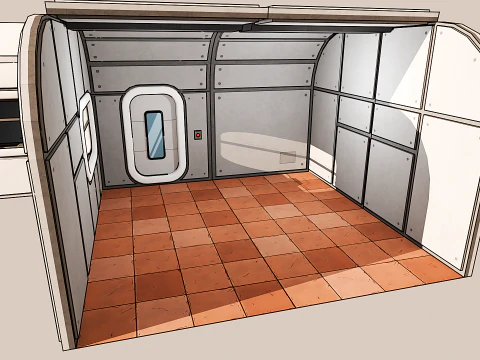 Modular Space Base - Cartoon Style 3D Model