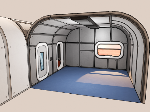 Modular Space Base - Cartoon Style Modèle 3D