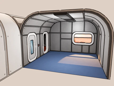 Modular Space Base - Cartoon Style 3D Model