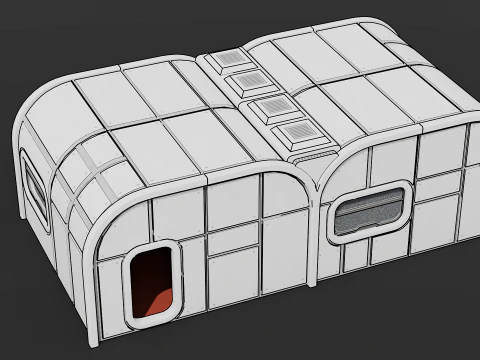 Modular Space Base - Cartoon Style 3D Model