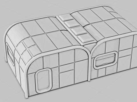 Modular Space Base - Cartoon Style 3D Model