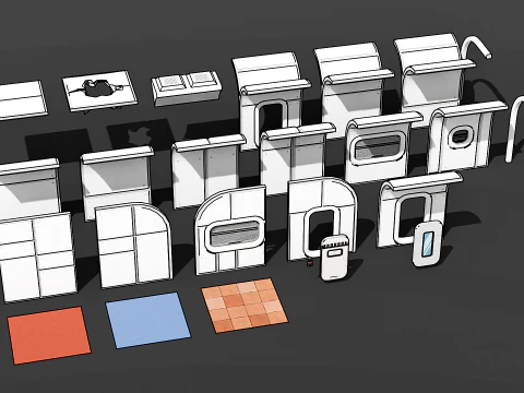 Modular Space Base - Cartoon Style 3D Model
