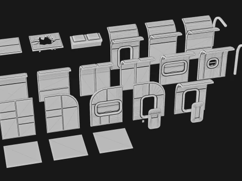 Modular Space Base - Cartoon Style 3D Model