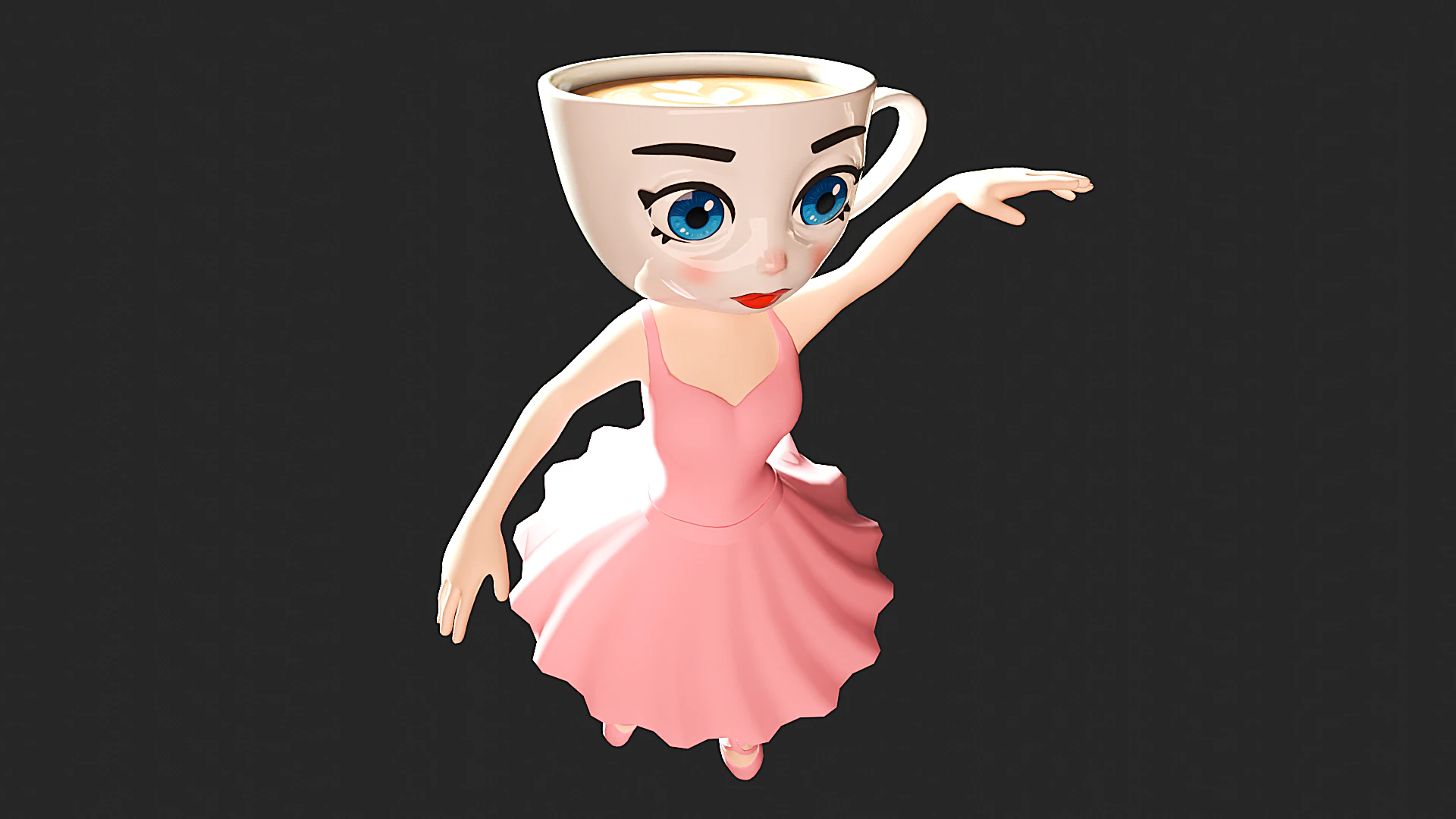Ballerina Cappuccina - Brainrot Meme 3D Model .c4d .max .obj .3ds .fbx .stl .blend