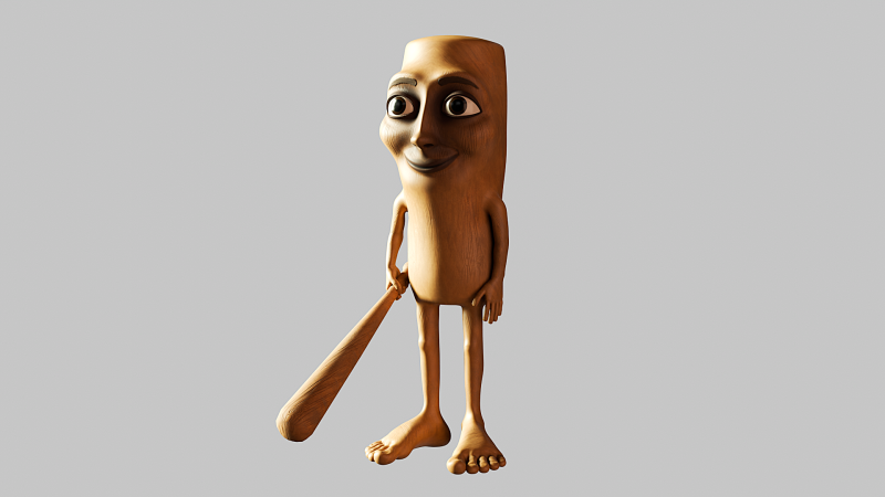 TungTung Sahur - Brainrot Meme Modelo 3D .c4d .max .obj .3ds .fbx .stl .blend