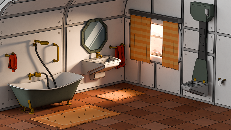 Bathroom Space Base - Cartoon Style 3D Model .c4d .max .obj .3ds .fbx .stl .blend