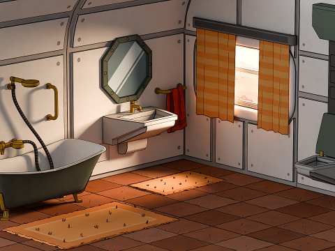 Bathroom Space Base - Cartoon Style 3D Model