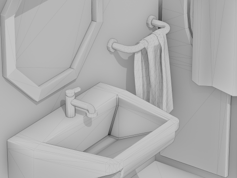 Bathroom Space Base - Cartoon Style 3D Model