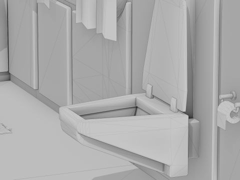 Bathroom Space Base - Cartoon Style 3D Model