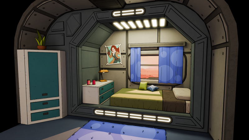 BedRoom Space Base - Cartoon Style 3D Модель .c4d .max .obj .3ds .fbx .stl .blend