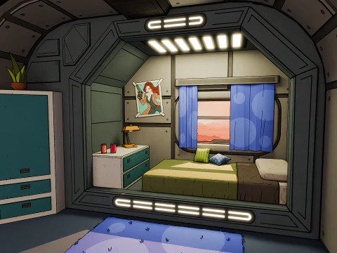 Schlafzimmer-Raumbasis &ndash; Cartoon-Stil 3D Modell