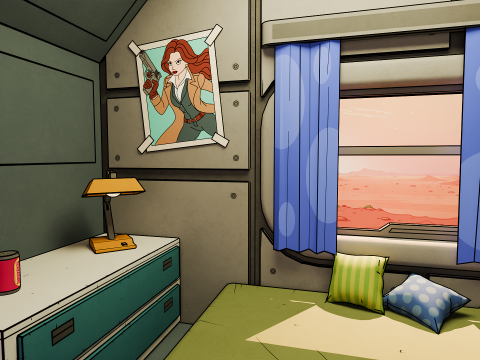 BedRoom Space Base - Cartoon Style 3D Модель