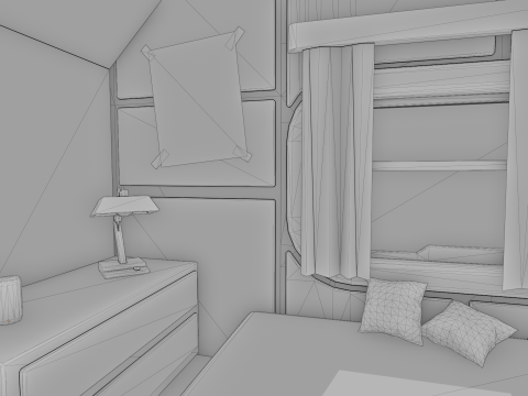 BedRoom Space Base - Cartoon Style 3D Модель
