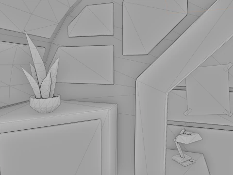 BedRoom Space Base - Cartoon Style 3D Model