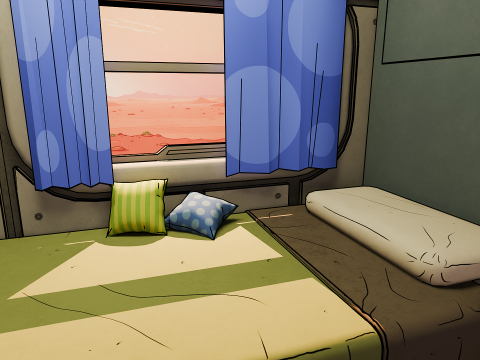 BedRoom Space Base - Cartoon Style 3D Модель
