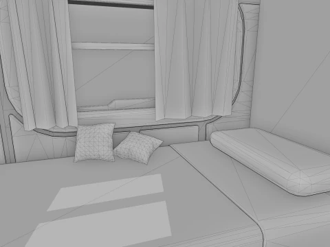 BedRoom Space Base - Cartoon Style 3D Model