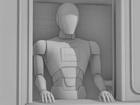 NeoKiosk Cyberpunk Kiosk Robot Character Modello 3D