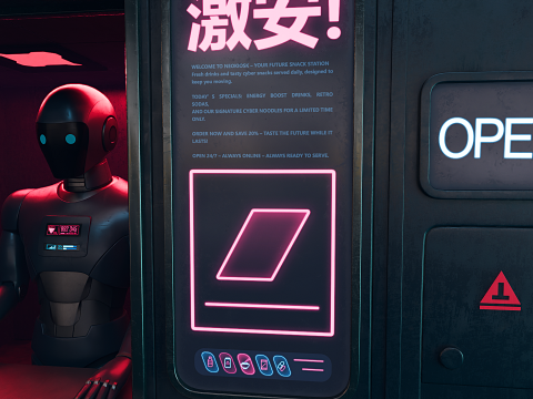 NeoKiosk Cyberpunk Kiosk Robot Character Modello 3D