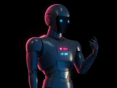 NeoKiosk Cyberpunk Kiosk Robot Character Modello 3D