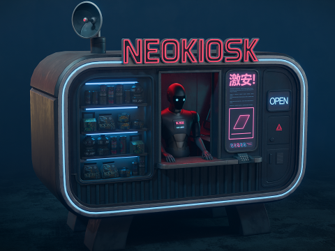 NeoKiosk Cyberpunk Kiosk Robot Character 3D 모델