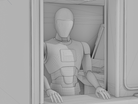 NeoKiosk Cyberpunk Kiosk Robot Karakteri 3D Model