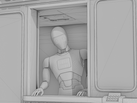 NeoKiosk Cyberpunk Kiosk Robot Karakteri 3D Model