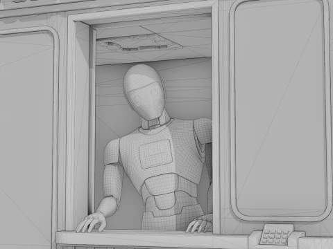 NeoKiosk Cyberpunk Kiosk Robot Character 3D Model