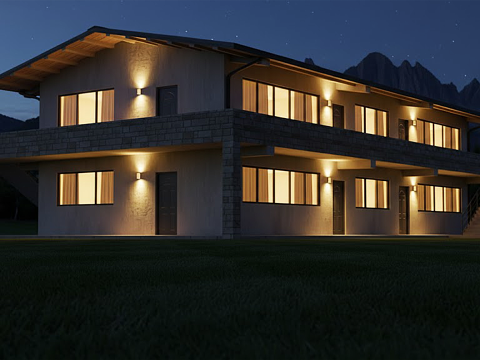 Immeuble résidentiel à deux étages Modèle 3D