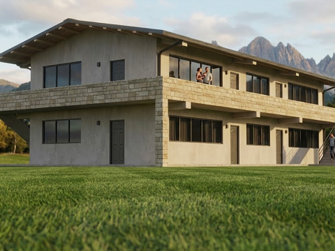 Immeuble résidentiel à deux étages Modèle 3D