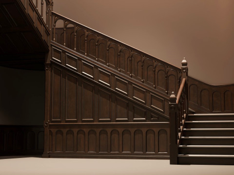 Scala in legno - Assetto modulare esteso Modello 3D