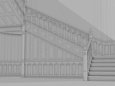 木製階段 - 拡張されたモジュラー資産 3Dモデル