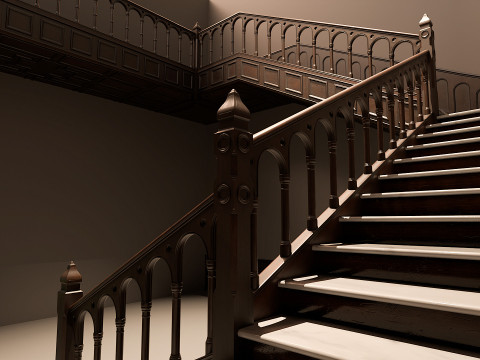 木製階段 - 拡張されたモジュラー資産 3Dモデル