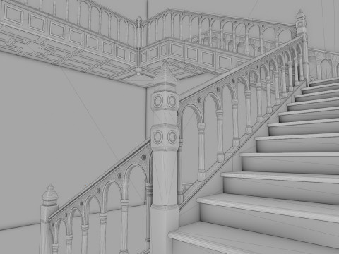 木製階段 - 拡張されたモジュラー資産 3Dモデル
