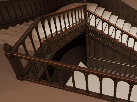木製階段 - 拡張されたモジュラー資産 3Dモデル
