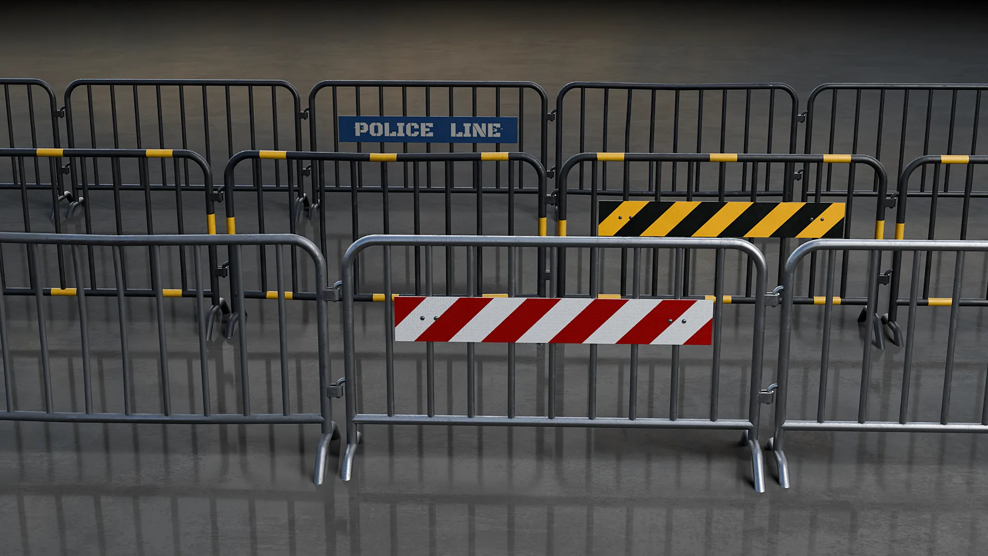 Crowd Control Barrier 3D Model .c4d .max .obj .3ds .fbx .stl .blend 