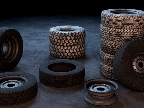 Dirty and Painted Tires 3D Модель
