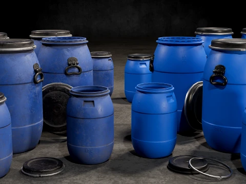Plastic Barrels 3D Model