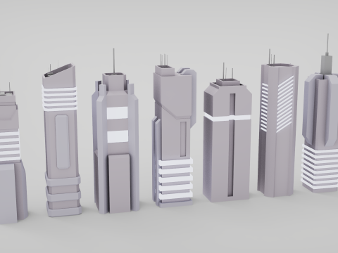 7 SciFi Skyscrapers 3D Модель