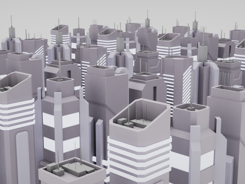 7 grattacieli fantascientifici Modello 3D