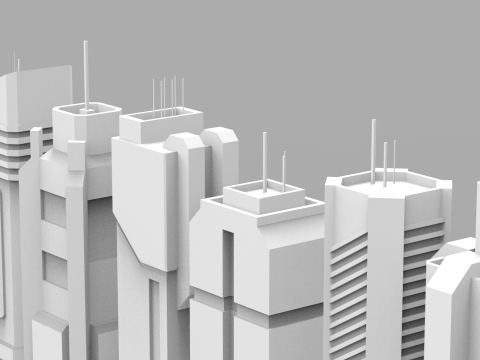 7 grattacieli fantascientifici Modello 3D